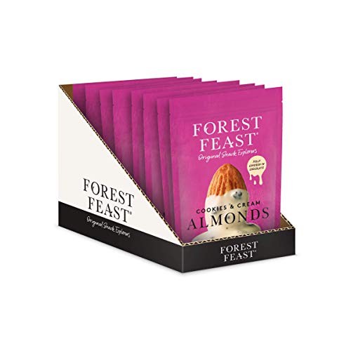 FOREST FEAST Salted Dark Chocolate Almonds 12 x 40g | Dark Chocolate Coated Salted Almonds with Real Belgian Dark Chocolate, Gluten Free High Protein Vegan Snack