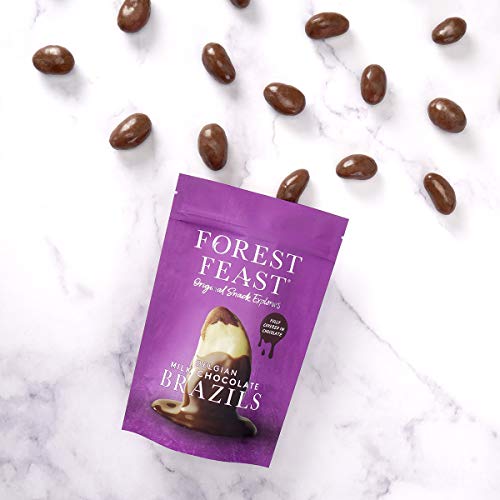FOREST FEAST Salted Dark Chocolate Almonds 12 x 40g | Dark Chocolate Coated Salted Almonds with Real Belgian Dark Chocolate, Gluten Free High Protein Vegan Snack