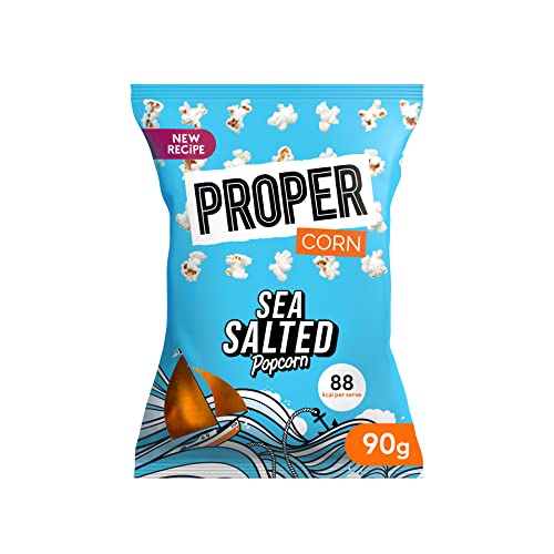 PROPERCORN Lightly Sea Salted Popcorn, Natural Sea Salt Seasoning, Vegetarian, Gluten-Free, Wholegrain Butterfly Corn