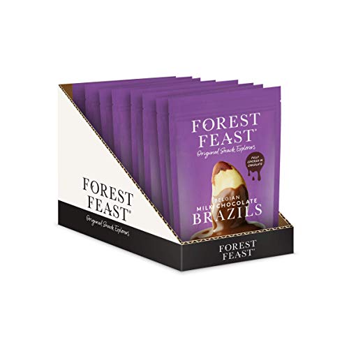 FOREST FEAST Salted Dark Chocolate Almonds 12 x 40g | Dark Chocolate Coated Salted Almonds with Real Belgian Dark Chocolate, Gluten Free High Protein Vegan Snack