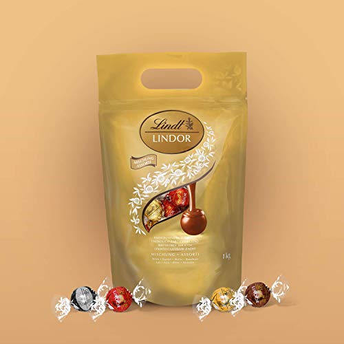Lindt Lindor Milk Chocolate Truffles Bag - Approx 80 balls, 1 kg - Chocolate Truffles with a Smooth Melting Filling
