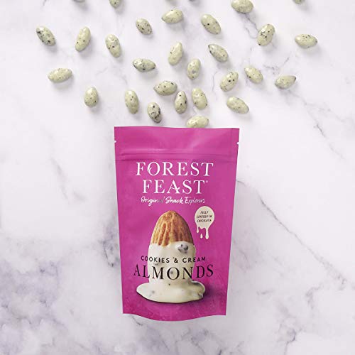FOREST FEAST Salted Dark Chocolate Almonds 12 x 40g | Dark Chocolate Coated Salted Almonds with Real Belgian Dark Chocolate, Gluten Free High Protein Vegan Snack