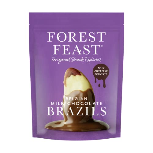 FOREST FEAST Salted Dark Chocolate Almonds 12 x 40g | Dark Chocolate Coated Salted Almonds with Real Belgian Dark Chocolate, Gluten Free High Protein Vegan Snack