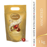 Lindt Lindor Milk Chocolate Truffles Bag - Approx 80 balls, 1 kg - Chocolate Truffles with a Smooth Melting Filling