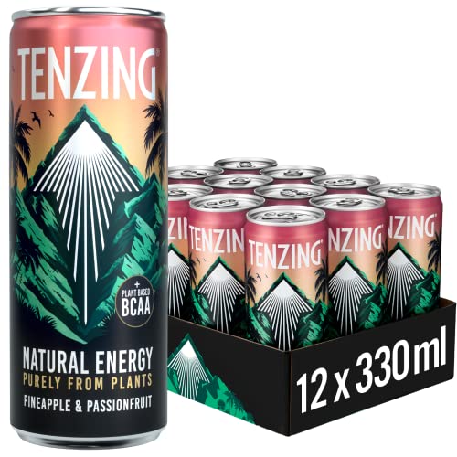 TENZING Natural Energy Drink, Plant Based, Vegan, & Gluten Free Drink, Raspberry & Yuzu