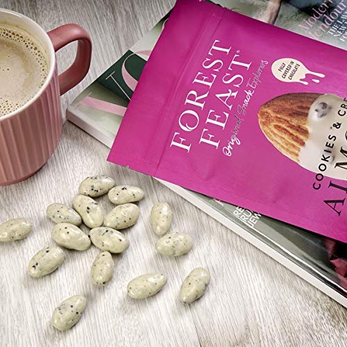 FOREST FEAST Salted Dark Chocolate Almonds 12 x 40g | Dark Chocolate Coated Salted Almonds with Real Belgian Dark Chocolate, Gluten Free High Protein Vegan Snack