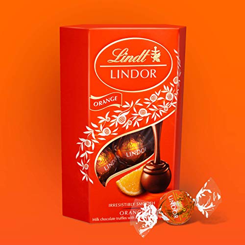 Lindt Lindor Milk Orange Chocolate Truffles Box Chocolate Balls with a Smooth Melting Filling