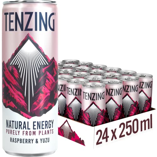 TENZING Natural Energy Drink, Plant Based, Vegan, & Gluten Free Drink, Raspberry & Yuzu