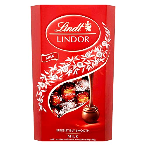 Lindt Lindor Milk Chocolate Truffles Box - Approx 16 balls, 200 g - Chocolate Truffles with a Smooth Melting Filling - Gift Present - for Him and Her - Easter, Birthday, Congratulations, Thank you