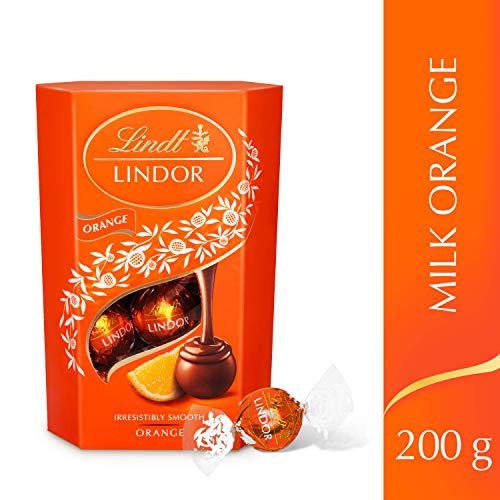 Lindt Lindor Milk Orange Chocolate Truffles Box Chocolate Balls with a Smooth Melting Filling