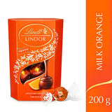 Lindt Lindor Milk Orange Chocolate Truffles Box Chocolate Balls with a Smooth Melting Filling