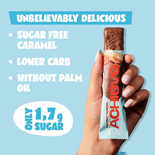 ahead ACHIEVE | Keto Chocolate Bars – 18 x 35g – Coconut Almond – Low Carb Sugar Free – 100% Natural with MCT-Fats – Keto Snacks & Healthy Snacks