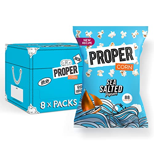 PROPERCORN Lightly Sea Salted Popcorn, Natural Sea Salt Seasoning, Vegetarian, Gluten-Free, Wholegrain Butterfly Corn