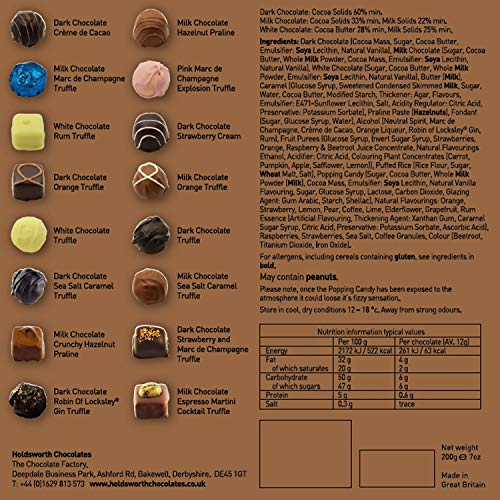Holdsworth Chocolates Classics - Indulgent Collection an Impressive Assortment of Handmade Truffles Creams, Pralines and Caramels all Coasted with Milk, Dark or White Chocolate