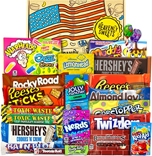 American Sweets Gift Box - USA Sweets and Chocolate Treats, Jolly Rancher Reeses - Gift Box Hamper for Birthday, Valentines Day Gifts for Him Her - Heavenly Sweets
