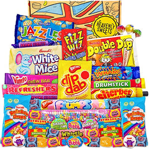 Retro Sweets Gift Box - Party Sweets Gift for Men Her - Gift Box of Sweets Candy & Chocolate for Birthday - Old Fashioned Sweets - Heavenly Sweets