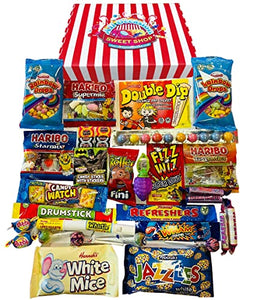 Retro Sweets Gift Box: Candy Striped Old Fashioned Sweets Selection Hamper: Birthday Present for Him & Her, Men, Women, Boys, Girls
