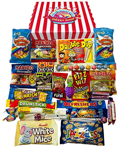 Retro Sweets Gift Box: Candy Striped Old Fashioned Sweets Selection Hamper: Birthday Present for Him & Her, Men, Women, Boys, Girls
