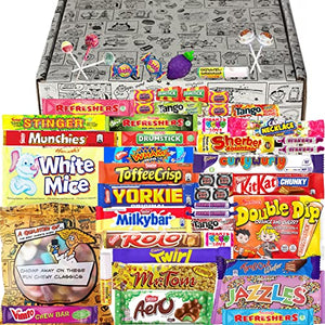 All-New Mega Retro Sweets & Chocolate Gift Box Hamper: Nostalgic Pick & Mix & Chocolate Bars Hamper Men & Women Love. Superb Value Birthday Present for Him & Her