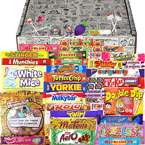 All-New Mega Retro Sweets & Chocolate Gift Box Hamper: Nostalgic Pick & Mix & Chocolate Bars Hamper Men & Women Love. Superb Value Birthday Present for Him & Her