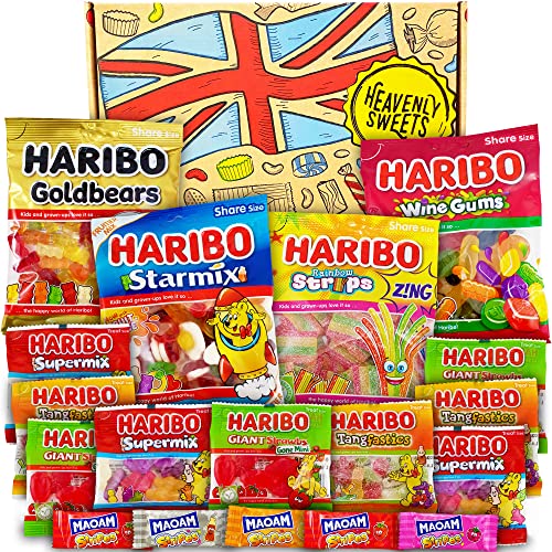 Sweet Hamper Gift Box Set | Mini Sweet Bags Multipack | Party Sweets Birthday, Valentines Day | Tangfastics, Goldbears, Starmix | Heavenly Sweets