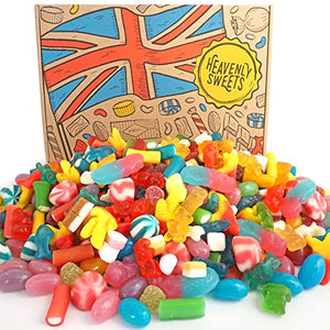 Pick and Mix Sweets Gift Box - Jelly Sweets - 850g Retro Sweets Mixed Pick & Mix Selection Retro Candy Hamper Gift Box, Birthday, Valentines - Heavenly Sweets