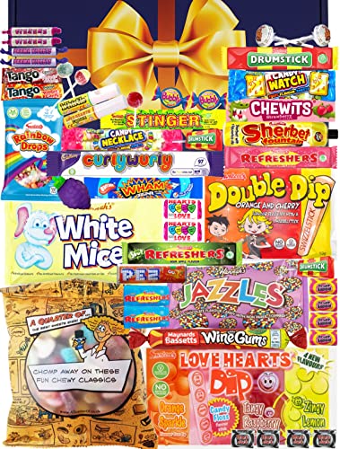 Tasty 80s Retro Sweets Gift Box Hamper: Deluxe Birthday Idea: Perfect Present For Him & Her, Men, Women, Boys, Girls. Gorgeously Packaged Old Fashioned Pick & Mix Selection