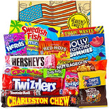 American Sweets Gift Box - American Candy Sweet Box - Sweet Hamper Chocolate Nerds Jelly Belly Reeses Hersheys - Gift Hamper for Children, Adults, Birthday, Valentine Gifts - Heavenly Sweets